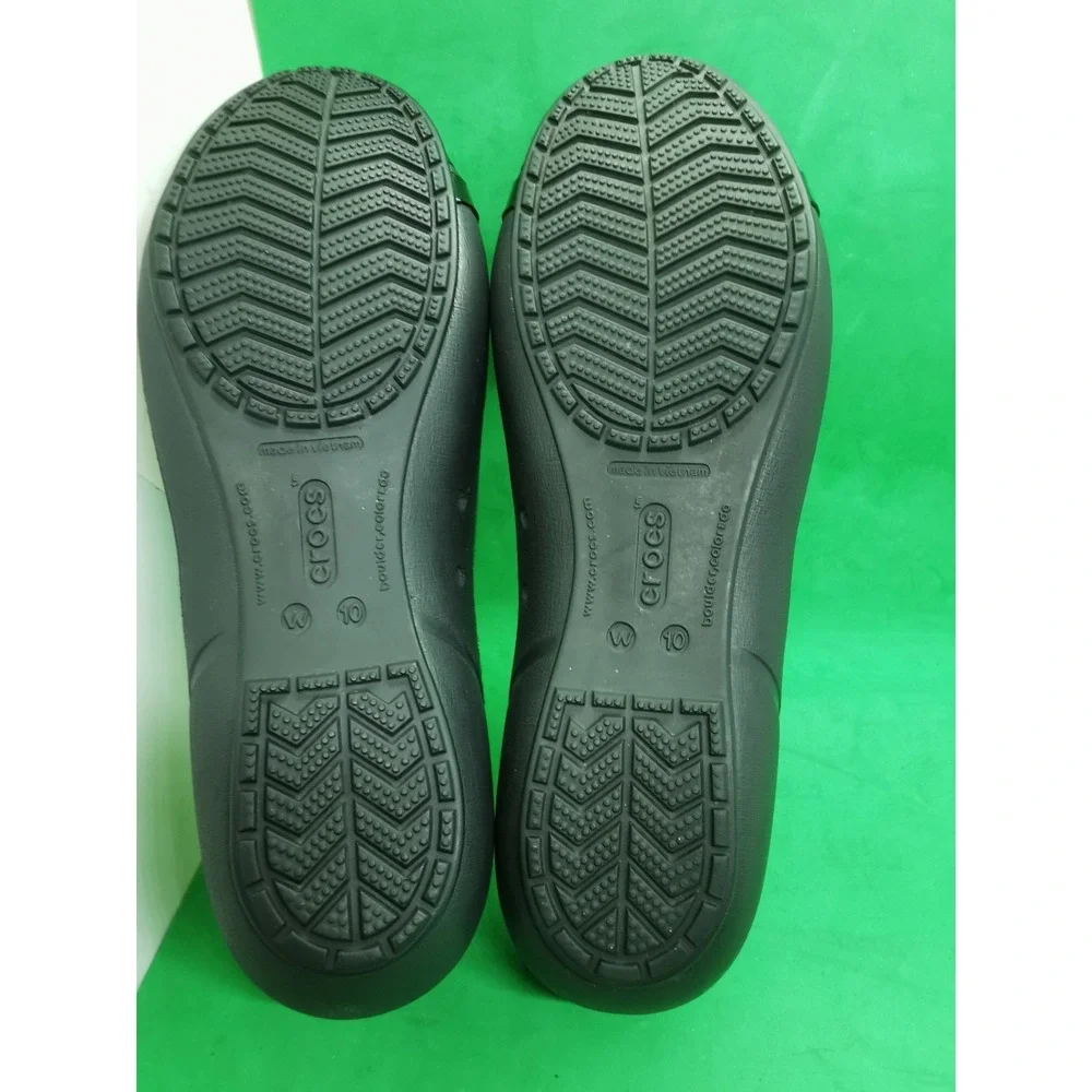 CROCS Patent Cap Toe Ballet  Flats Women's Size 10 Black shoes  slip on comfort